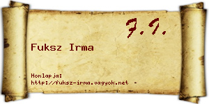 Fuksz Irma névjegykártya